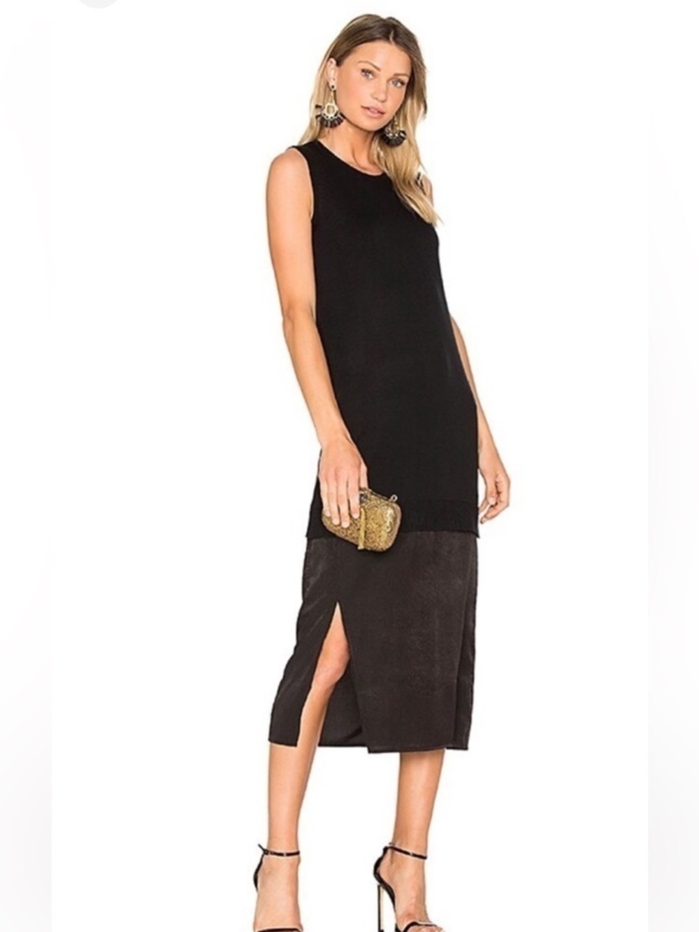 $198 msrp nwt John + Jenn Spencer twofer midi dress size medium revolve Anthro